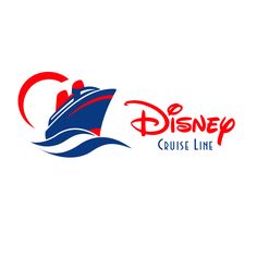 the disney cruise line logo is shown in red, white and blue on a white background