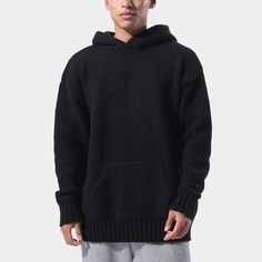 Sofuto Sweater – Kidoriman Oversized Comfortable Black Sweater, Comfortable Oversized Black Sweater, Comfortable Black Hoodie For Winter, Comfortable Black Winter Sweatshirt, Solid Winter Hoodie For Loungewear, Solid Color Hoodie For Winter Loungewear, Cozy Hooded Soft Knit Sweater, Comfy Hoodie With Soft Texture For Fall, Comfy Soft Texture Hoodie For Fall