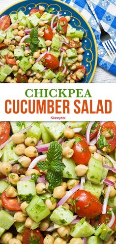 this chickpea cucumber salad is loaded with fresh vegetables and lots of flavor