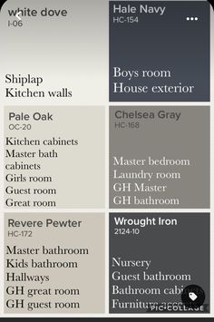 an iphone screen showing the names and colors of different rooms in each room, including two bathrooms