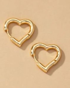 Heart Shape Hinged Huggie Hoop Earrings Sweater Duster, Loafer Mules, Dress Jewelry, Scarf Jewelry, Huggie Hoop Earrings, Shoes With Jeans, Heart Shape, Earring Necklace, Gold Plating