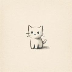 a drawing of a cat sitting on top of a piece of paper with one eye open