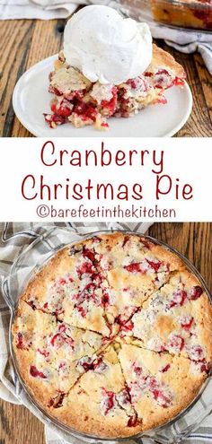 a pie with cranberry christmas pie on it