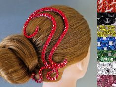 Ballroom hair jewelry, dance hair piece, ballroom ornament. Made with rhinestones of your choice. You will need some U-pins, bobby pins and/or body, lash glue to fix this jewelry. The length is approx. 7 inches (18 cm). Look at other hair accessories: Small hair pieces, hair combs: https://bit.ly/3UC04FH Headpieces: https://bit.ly/3VCzmy1 Hair part jewelry: https://bit.ly/3Vf7waJ Big hair pieces, ornaments: https://bit.ly/3OOk1aR Subscribe to our newsletter with sales: https://alinadancejewelry. Dance Hair Piece, Red Dance, Ballroom Dance Dress, Dance Hair, Ballroom Hair, Gymnastics Hair, Dance Hairstyles, Hair Jewellery, Ballroom Dance Dresses