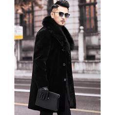 Substantial and sophisticated, this luxurious men’s faux fur coat has been expertly crafted with a classic aesthetic. Perfect for the most chilled of outings, it features a black imitation sable exterior sure to make a statement along with a polyester fiber lining for maximum comfort. For a polished yet sleek look, this men's fur coat is an ideal choice. With an extremely high-end feel, you can be confident that this piece will showcase your refined tastes in fashion. Expertly designed with exqu Fun Overalls, Ladies Overalls, Mens Fur Coat, Oversized Fashion, Style Overalls, Ombre Print, Bling Design, Mens Fur, Blouse Summer