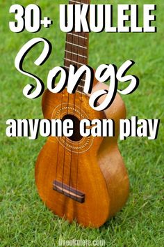 an ukulele with the words 30 ukulele songs anyone can play on it