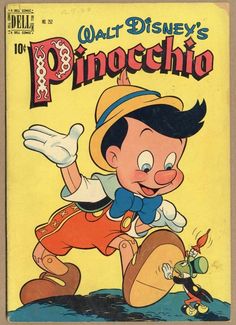 walt's pinocchio comic book is on the cover and it has a cartoon character