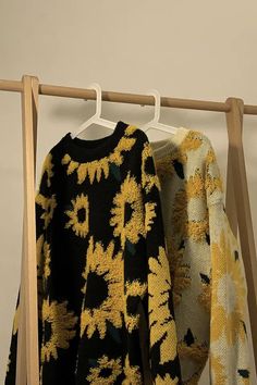 Sunflower Sweater, Sunflower Sweater Crochet, Tapestry Sweater Streetwear, Butterfly Sweater Black, Streetwear Jacquard Knit Crew Neck Sweater, Festival Mode, Floral Sweater, Jacquard Sweater, Knit Sleeve