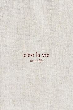 the words cest la vie that's life written in red ink on a white background