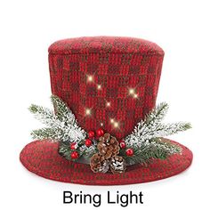 a red hat with christmas decorations on it