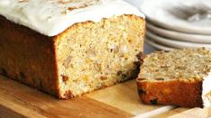 a sliced loaf of banana bread on a cutting board