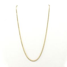 Surprise your favorite person (or treat yourself) with this rope chain! This exquisite 14 karat solid yellow gold rope chain is hallmarked 14K and signed Ma for the designer, Michael Anthony. The chain is 16 inches long by 1.62 millimeters wide and weighs 5.87 grams. Good estate condition. We are listing several pieces of estate jewelry, along with other items fresh from fine North Carolina estates. We are happy to combine shipping. Thank you for looking! Check out our other items, and please ad Classic 14k Gold Rope Chain Necklace, Classic Rope Chain Necklace For Gift, Classic Gold Rope Chain Necklace With Wheat Detail, Classic Rope Chain Necklace In 14k Gold, 14k Gold Rope Chain Necklace For Formal Occasions, Classic 14k Gold Rope Chain Necklace As Gift, Classic Yellow Gold Wheat Chain Rope Necklace, 14k Gold Rope Chain Necklace With Cable Detail, 14k Gold Rope Chain Necklace As Gift