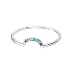 Our Rainbow Arch ring will add the perfect splash of color to your ring stack and looks equally cool worn solo. A beautiful symbol to celebrate love, hope and inclusion. Available in gold or silver. DETAILS 14kt gold plated or sterling silver sizes 5-12 available 1.5mm band Looks beautiful stacked with our opal solitaire ring Silver 14k Gold Stackable Initial Ring, Sterling Silver Stackable Initial Ring, Silver 14k Gold Midi Rings For Promise, Rainbow 14k Gold Stackable Jewelry, Elegant Adjustable Rainbow Rings, Rainbow 14k Gold Rings, Rainbow 14k Gold Round Rings, Elegant Rainbow Sterling Silver Rings, Silver 14k Gold Stackable Promise Rings