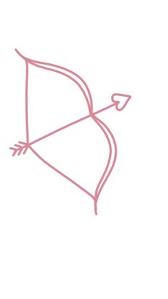 an arrow drawn in pink ink on a white paper with the outline of a bow