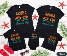 Looking for a cute, matching set of family trip vacation shirts for a Aruba Holiday in 2024 for the all ages?   If you are looking for a unique way to commemorate your upcoming friends or family vacation? Look no further than our custom family vacation shirt! Whether you're planning a cruise, a beach trip, or a Christmas  vacation, our shirts are perfect for capturing all the memories together. Plus, our designs are totally customizable with your family name and location of your trip - so you ca Friends Trip, Professional Graphic Design, Vacation Looks, Family Vacation Shirts, Group Shirts, Create Shirts, Graphic Design Software, Family Trip, Christmas Vacation