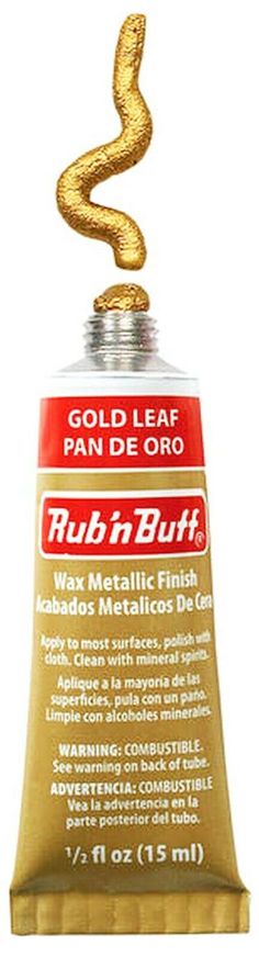 FOR SALE IS ONE (1) NEW TUBE OF GOLD LEAF Rub 'n Buff WAX METALLIC FINISH BY AMACO aka AMERICAN ART CLAY COMPANY INCORPORATED (amaco) MPN 76361A UPC# 039672763616. ALWAYS SHIPPED FACTORY FRESH, Rub 'n Buff IS THE ORIGINAL WAX METALLIC FINISH IN A TUBE, MADE FROM IMPORTED CARNUBA WAXES, FINE METALLIC POWDERS, AND SELECT PIGMENTS. THIS GOLD LEAF RUB 'n BUFF MAKES YOUR GOLD LEAF REPAIR QUICK, EASY AND EFFECTIVE. THIS UNIQUE BLEND GIVES OBJECTS DECORATED WITH Rub 'n Buff A FINISH THAT NO PAINT CAN D Diy Furniture Repair, Rub N Buff, Glamour Decor, Metallic Powder, Antique Restoration, Sticky Paper, Antiques Furniture, Diy Furniture Renovation, Furniture Repair