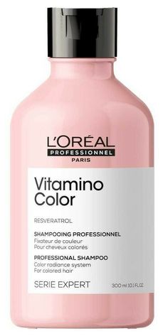 Serie Expert Shampoo VitamiNo ColoR Resveratrol 300ML LoreaL Expert Shampoo Vitamino Color L'Oreal Professionel gently removes waste and leaves and bright colored soft hair. It provides softness, lightness and shine. It provides a more beautiful color and a lasting shine with a soft touch of berries. APPLICATION Distribute over wet hair and emulsify. Rinse cautiously. Proceed to 2 applications if necessary. It provides softness, lightness and shine. A more beautiful color and a lasting shine. TE Loreal Shampoo, Shampoo Loreal, Shampoo Design, Color Conditioner, Hair Color Shampoo, Color Shampoo, Color Treated Hair, Treated Hair, Soft Hair