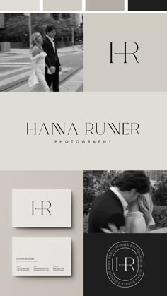 Logo and branding design for a photography business. Cool, neutral colour palette with a modern, minimalistic logo design. Also includes custom monogram. Colour Palette With Hex Codes, Handmade Branding, Vector Equilibrium, Runner Photography, Photographer Branding Design, Photography Branding Design, Secondary Logo