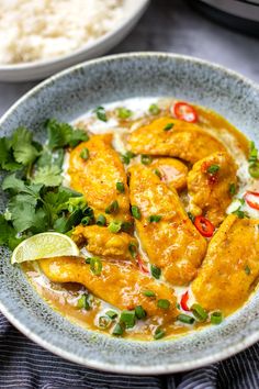 coconut lime chicken instant pot recipe on a plate