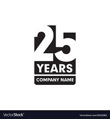 the twenty years company logo is black and white with an inscription that reads 25 years