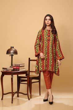 Ittehad K1808B 2PS BRN Fall Winter 2021 Ladies Frock Design, Pakistani Designer Suits, Stylish Dresses For Girls, Pakistani Designers, Frock Design, Shalwar Kameez, Indian Fashion Dresses, Pakistani Outfits, Designer Suits