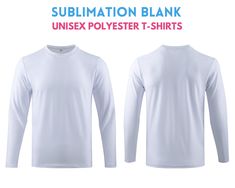 "95% Polyester Soft Sublimation Long Sleeve T-Shirt | Cotton Feeling Unisex Sublimation Long Sleeve Shirts | Sublimation Tshirt | White Color. Our sublimation T-shirts are made of 200 GSM (5.9oz) soft & smooth cotton feel blend fabrics of 95% Polyester & 5% Spandex which ensures vibrant colourful printing results. Our T-shirts are optimized for sublimation printing and other types of heat transfer printing systems, which come by different names. With our T-shirts you get vibrant, permanent, prof White Stretch Top With Sublimation Print, Stretch Crew Neck T-shirt With Sublimation Print, White Long Sleeve Shirt With Sublimation Print, White Long Sleeve T-shirt With Custom Print, White Long Sleeve Shirt With Custom Print, Fitted Long Sleeve Printed T-shirt, White Moisture-wicking Long Sleeve T-shirt, White Long Sleeve Moisture-wicking T-shirt, Shirt Sublimation