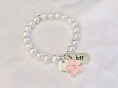 Hypoallergenic White Jewelry For Best Friend, Cute Nickel-free Charm Bracelet For Friendship, Cute Pink Bracelet For Best Friend Gift, Cute Pink Bracelets For Best Friend Gift, Trendy Pink Friendship Bracelet For Best Friend, Trendy Pink Friendship Bracelets For Best Friend, Cute Silver Friendship Bracelets As Gift, Trendy Personalized Silver Friendship Bracelets, Trendy Nickel-free Jewelry For Best Friend Gift