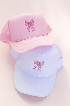 -Embroidery Bow -Trucker Style -Adjustable Strap Back Returns/Exchanges All returns must be received within 15 days of the date your order shipped. Returned items must remain un-washed, un-worn, and the tags must still be attached. Accessories can NOT be returned. Include your original receipt and circle the names of the items you wish to return. Refunds will be issued in the form of a store credit via email. Shipping is non-refundable. Please allow our team 7-10 business days to process your re Coquette Hair, Bow Trend, Embroidered Bows, Bow Embroidery, Embroidered Bow, Pink Coquette, Coquette Bow, Intricate Embroidery, Bow Design