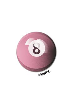 a pink billiard ball with the number eight in it's center and six on its side