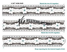 the pattern for this belt is shown in three different colors and sizes, including white flowers