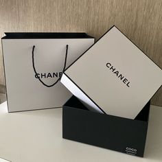 Authentic Chanel Box And Gift Bag Brand New No Damage, In Perfect Condition Chanel Serum, Fashion Education, Chanel Wall Art, Chanel Glasses, Chanel Black And White, Chanel Bracelet, Chanel Box, Chanel No 5, Silver Bags