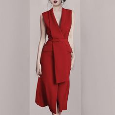 Elegant Sleeveless Solid Color Dress, Chic Red Solid Color Midi Dress, Elegant Sleeveless Solid Midi Dress, Sleeveless Midi Dress For Office, Elegant Red V-neck Sleeveless Dress, Sleeveless Solid Color Midi Dress For Work, Chic Solid Color Sleeveless Midi Dress, Elegant Sleeveless V-neck Dress In Solid Color, Chic Sleeveless Midi Dress In Solid Color