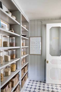 the pantry is clean and ready to be used as a storage area for many items