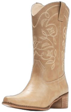 Amazon Cowboy Boots, Western Martin Boots With Round Toe, Fitted Western Martin Boots With Round Toe, Brown Western Martin Boots, Cowboy Boots For Women, Western Embroidery, Colored Boots, Boots Mid Calf, Fawn Colour