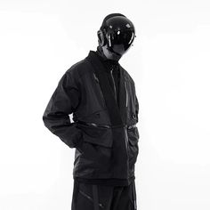 Discover the sleek Techwear Kimono "Akata", a blend of modern utility and traditional aesthetics. Shop now and redefine your streetwear game! Urban Sports Outerwear With Reflective Details, Functional Streetwear Outerwear With Multiple Pockets, Streetwear Outerwear With Stand Collar And Side Pockets, Black Cyberpunk Outerwear For Streetwear, Cyberpunk Black Streetwear Outerwear, Black Futuristic Outerwear For Urban Adventures, Futuristic Black Outerwear For Urban Adventures, Streetwear Techwear Outerwear With Pockets, Techwear Outerwear With Pockets For Streetwear