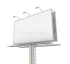 an empty billboard on a metal pole with three lights above it royalty illustration stock images