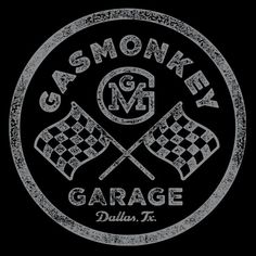 the logo for gas monkey garage on a black t - shirt that says, gasoline