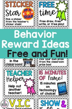 behavior reward poster for teachers to use with their students on the classroom calendar, including freebies