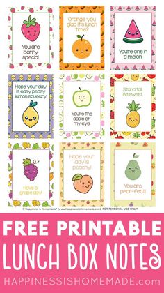 free printable lunch box notes for kids to use in the classroom or at home