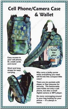 an advertisement for cell phone / camera case and wallet with instructions to make it easy