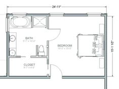 the floor plan for a bedroom and bathroom