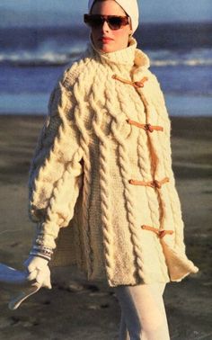 "Ladies Womans Cable Swing Coat Jacket  Knitting Pattern 30\" -40\"  ~  Bulky 12 Ply Knitting Pattern PDF Instant Download 4.5mm & 5.5mm circular needles plus set of dpns 4.5mm and 5.5mm Cable Needle Stitch Holders" Contemporary Knitting, Crochet Baby Jacket, Vogue Knitting, Sweater Patterns, Knitting Magazine, Cable Stitch, Celebrity Design, Chunky Wool, Knitwear Fashion