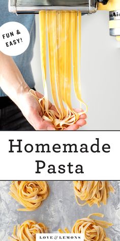 someone is making homemade pasta with the help of a manual for them to make it