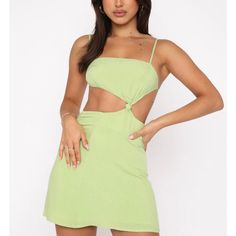 Mini Matcha Green Mini Dress. Never Been Worn. New With Tags Still In The Bag. Too Small For Me. Tried It On For Visual. Flirty Green Mini Dress For Vacation, Green Mini Sundress With Tie Back, Green Tie-back Mini Sundress, Green Flirty Sundress For The Beach, Flirty Green Mini Dress For Day Out, Summer Green Mini Dress With Cutout, Green Summer Mini Dress For Night Out, Chic Green Mini Dress With Cutout, Green Backless Sundress For Brunch