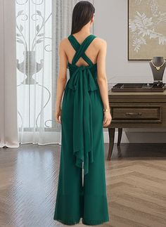 Rosa Jumpsuit/Pantsuit One-Shoulder Halter V-neck High Neck Floor-Length Chiffon Bridesmaid Dress With Ruffle UKP0016450 Neckline:: One-Shoulder,Halter,V-neck,HighNeck Length:: Floor-Length Embellishment:: Ruffle Fabric:: Chiffon Straps:: RegularStraps Sleeve:: ShortSleeves,Sleeveless BackStyle:: ZipperUp FullyLined:: No Built-InBra:: Yes Boning:: No Size:: General,Plus Season:: Spring,Summer,Fall,Winter PlusSizeModelInformation:: ModelName:LerinaHeight:5.7ft（172cm）Bust:39in（100cm）Waist:31in（80c Chiffon V-neck Jumpsuits And Rompers For Party, Elegant Sleeveless Jumpsuit For Bridesmaids, Elegant Sleeveless Jumpsuits And Rompers For Bridesmaids, Green V-neck Jumpsuits And Rompers For Evening, Summer Formal Chiffon Jumpsuits And Rompers, Green V-neck Formal Jumpsuits And Rompers, Green V-neck Jumpsuit For Formal Occasions, Floor Length Chiffon Bridesmaid Dresses, Ruffle Fabric