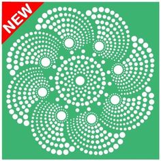 a green and white circular design with dots on it