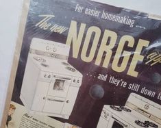 an advertisement for norge ovens and stoves from the 1950's