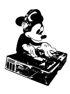 a mickey mouse dj mixing on a turntable