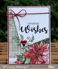 a christmas card with poinsettis on it and the words, christmas wishes