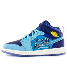 (PS) Air Jordan 1 Mid 'Fly' BV8173-400 (AJ1/SNKR/Retro/Mid Top/Non-Slip/Basketball/Shock-absorbing) Throwback Blue Basketball Shoes With Round Toe, Throwback Blue Sneakers With Round Toe, Throwback Blue High-top Sneakers, Throwback Blue Round Toe Sneakers, Blue High-top Throwback Basketball Shoes, Throwback Blue High-top Basketball Shoes, Throwback Style Blue High-top Basketball Shoes, Blue Synthetic Skate Shoes For Light Sports, Non-slip High-top Basketball Shoes For Sports